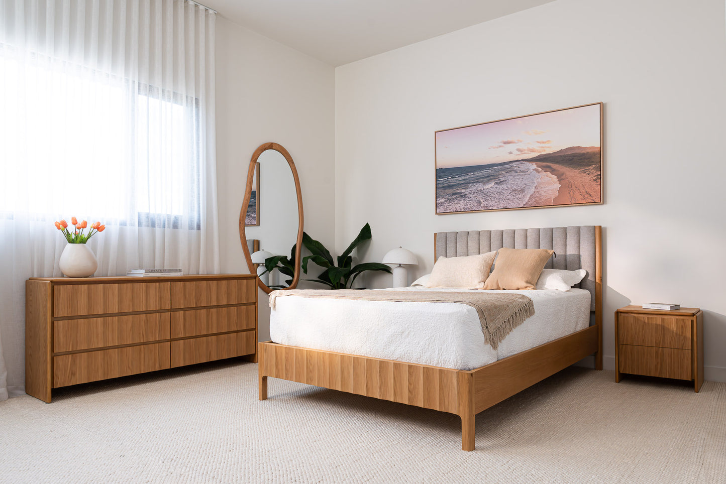 Brooklyn Upholstered American Oak Bed Frame