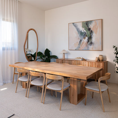 Ex Demo Osaka Wormy Chestnut Dining Table 3m Dining Table GC Showroom