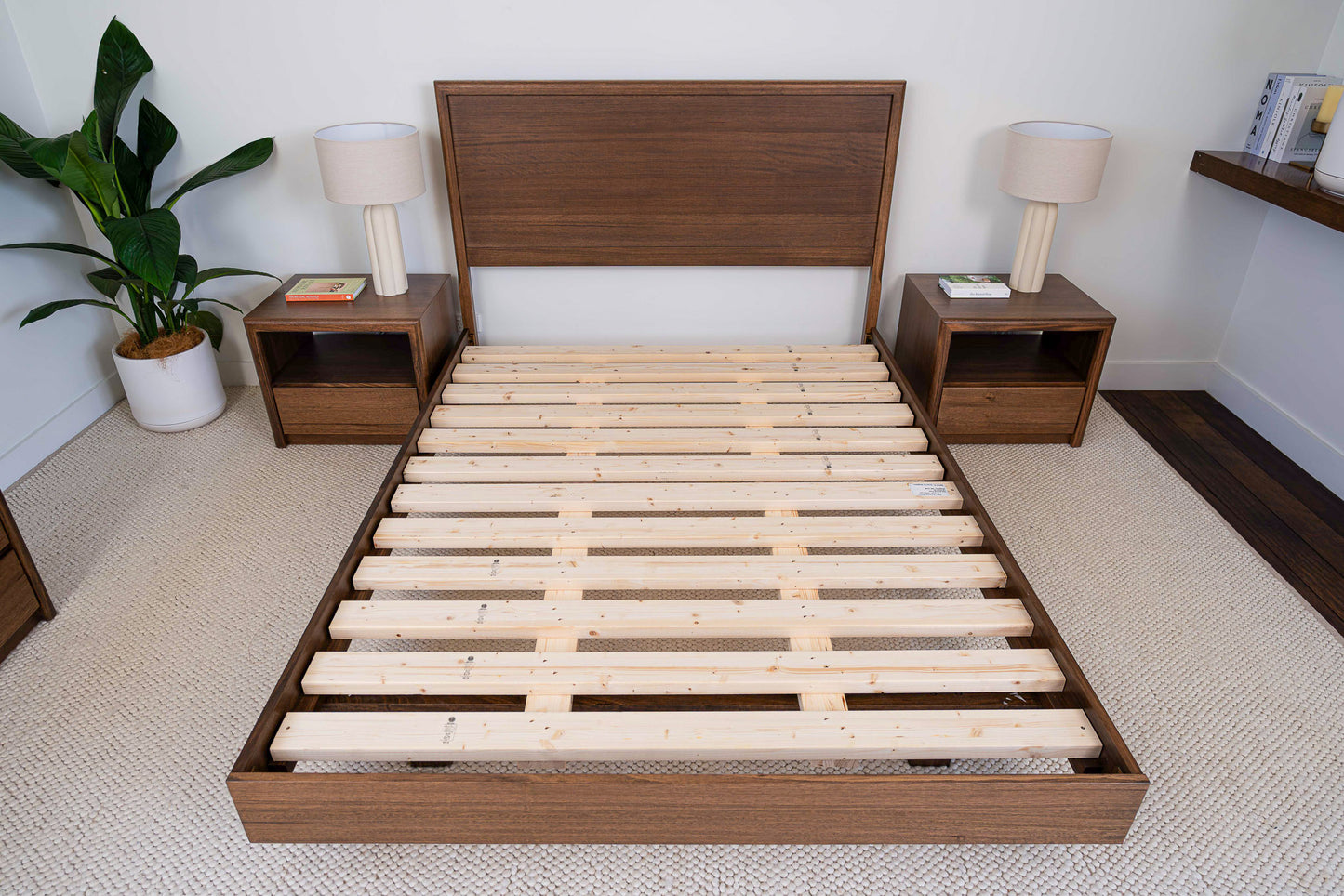 Yakka Tasmanian Oak Feature Grade Bed Frame (Smoked Walnut Stain)