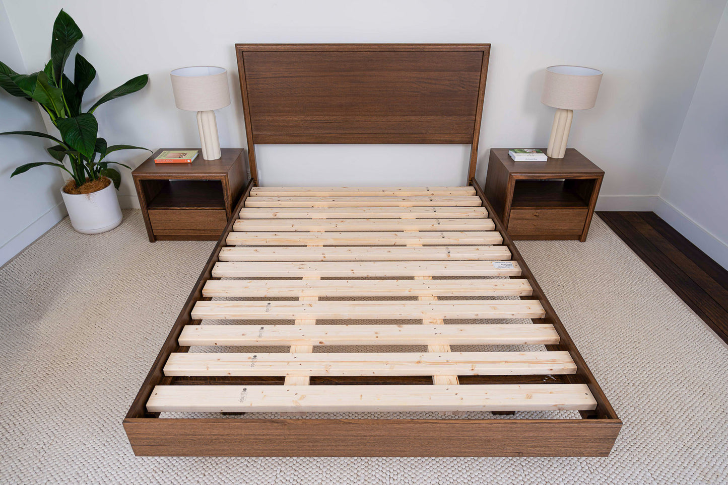 Yakka Tasmanian Oak Feature Grade Bed Frame (Smoked Walnut Stain)