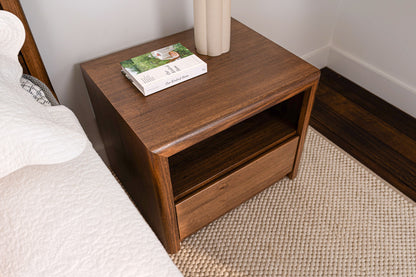 Yakka Tasmanian Oak Feature Grade Bedside Table (Smoked Walnut Stain)