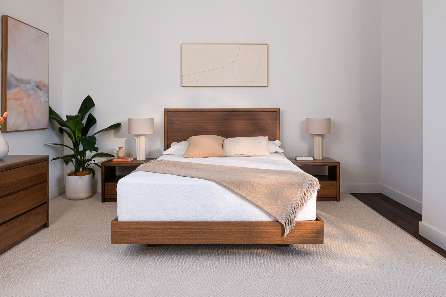 Yakka Tasmanian Oak Feature Grade Bed Frame (Smoked Walnut Stain)