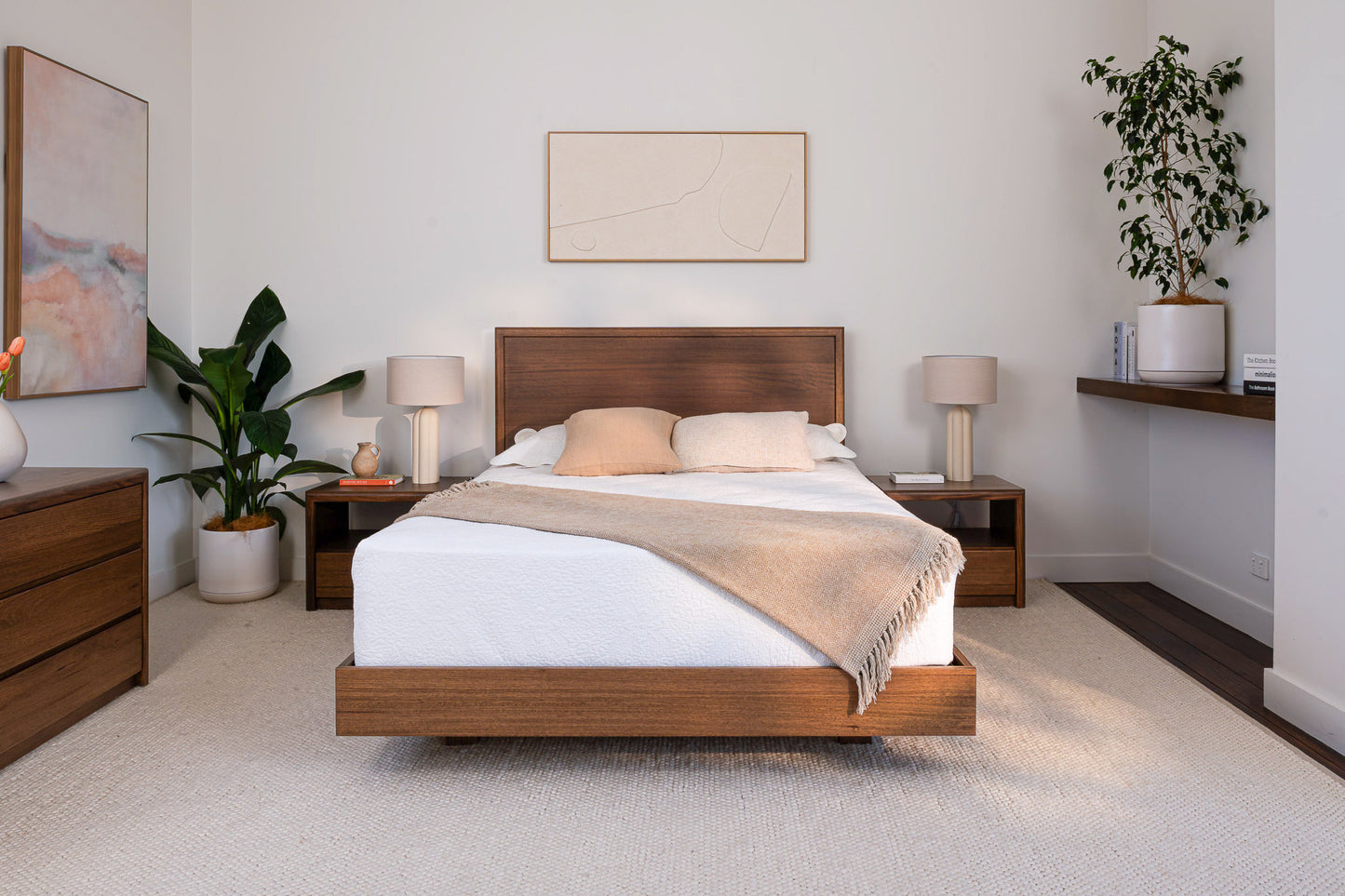 Yakka Tasmanian Oak Feature Grade Bed Frame (Smoked Walnut Stain)