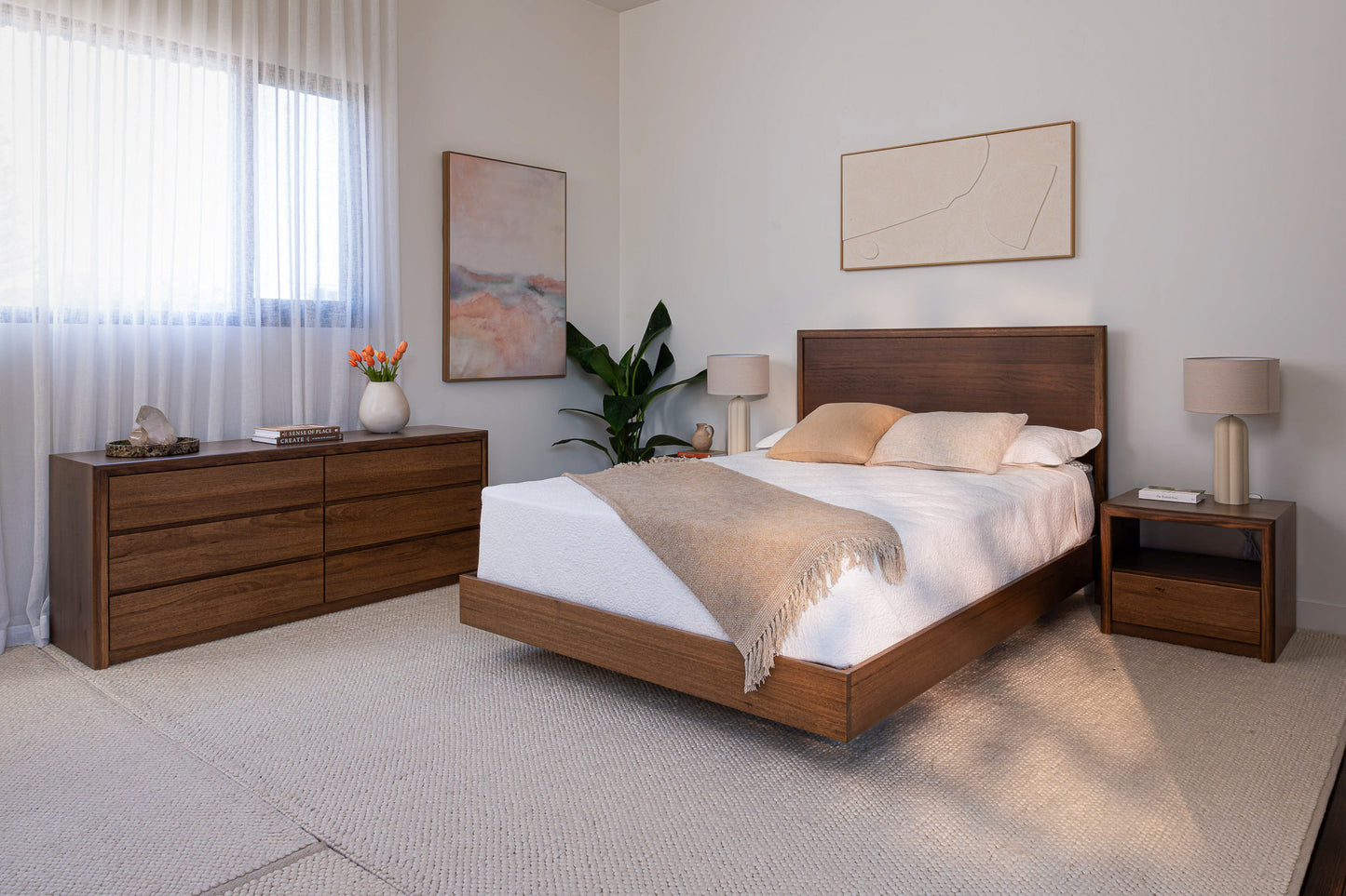 Yakka Tasmanian Oak Feature Grade Bed Frame (Smoked Walnut Stain)