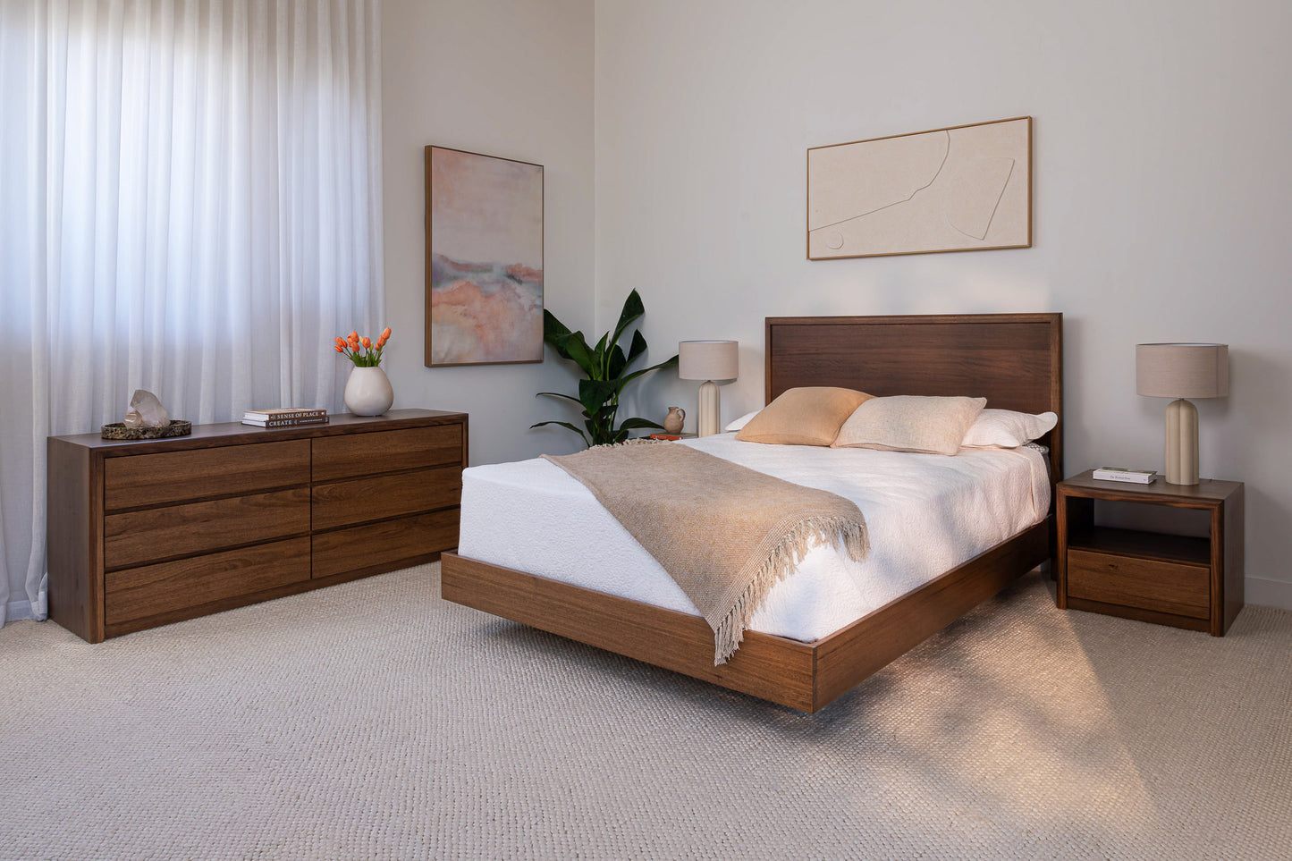 Yakka Tasmanian Oak Feature Grade Bed Frame (Smoked Walnut Stain)