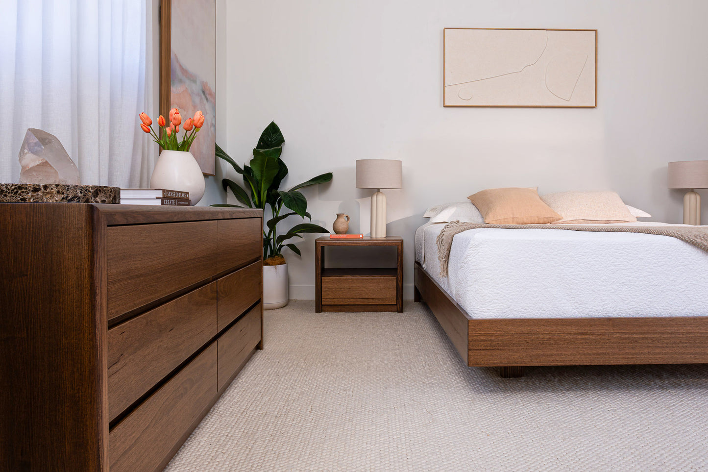 Yakka Base Tasmanian Oak Feature Grade Bed Frame (Smoked Walnut Stain)