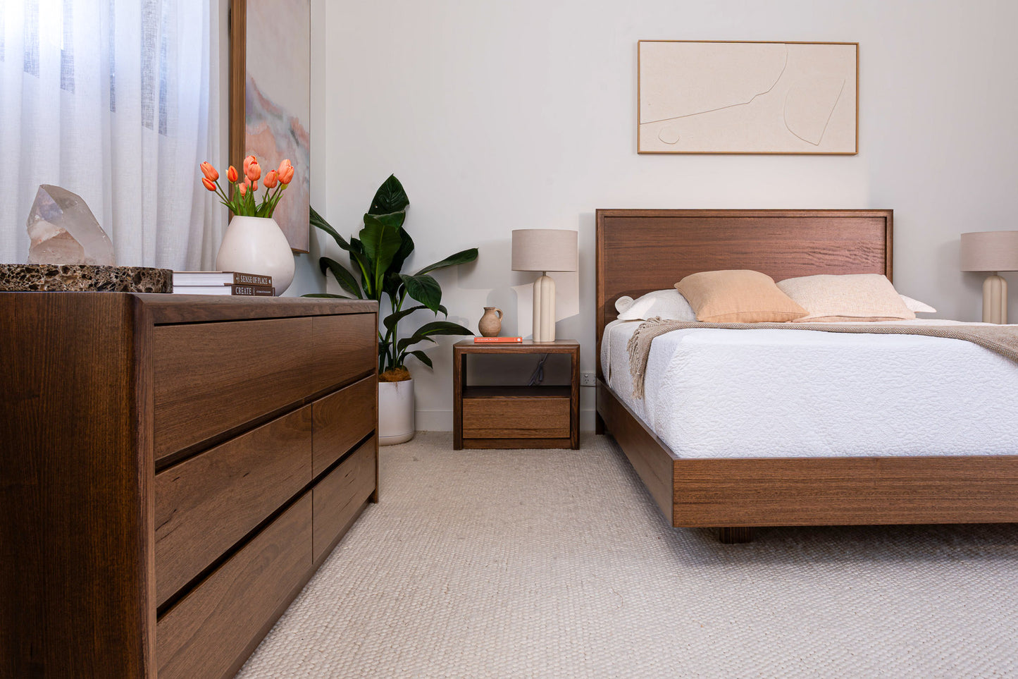 Yakka Tasmanian Oak Feature Grade Bed Frame (Smoked Walnut Stain)