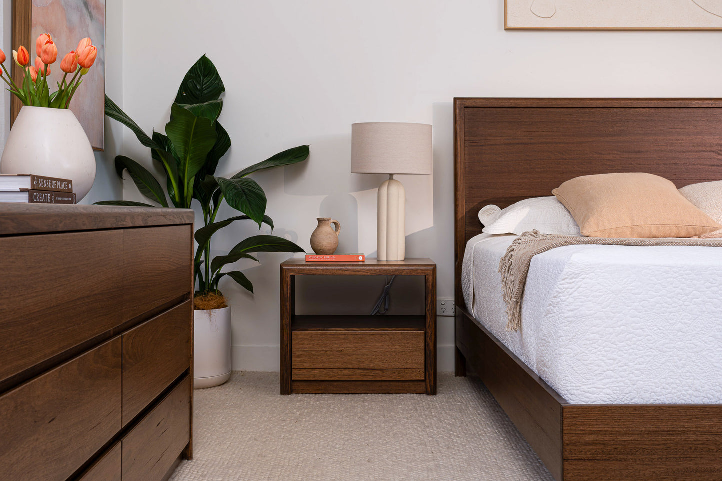 Yakka Tasmanian Oak Feature Grade Bedside Table (Smoked Walnut Stain)