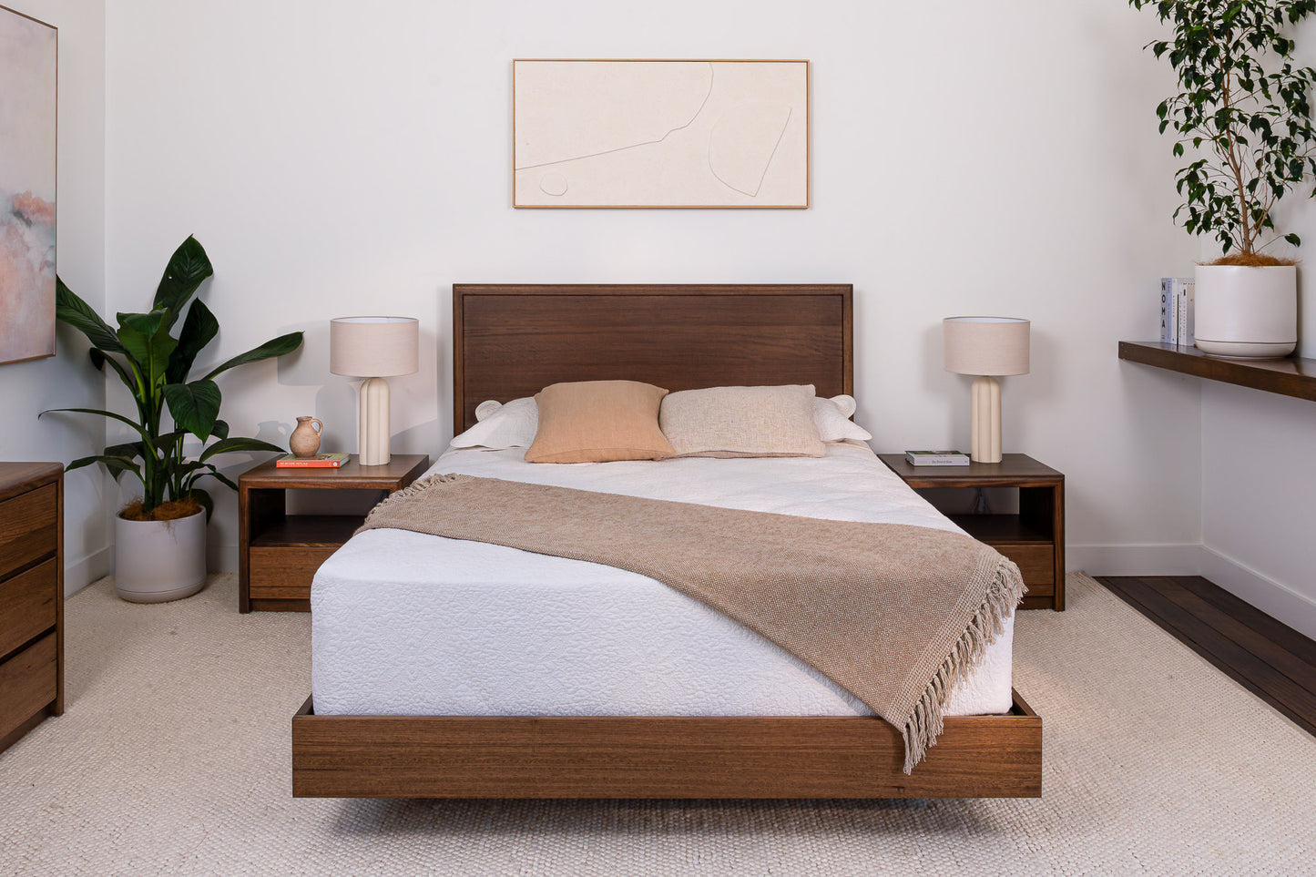 Yakka Tasmanian Oak Feature Grade Bed Frame (Smoked Walnut Stain)