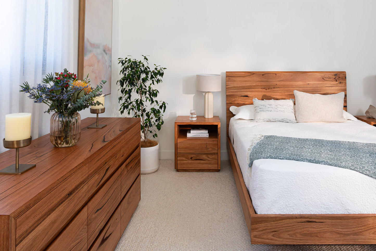 Kobe Live Edge Messmate Bed Frame (Honey Oak Stain)