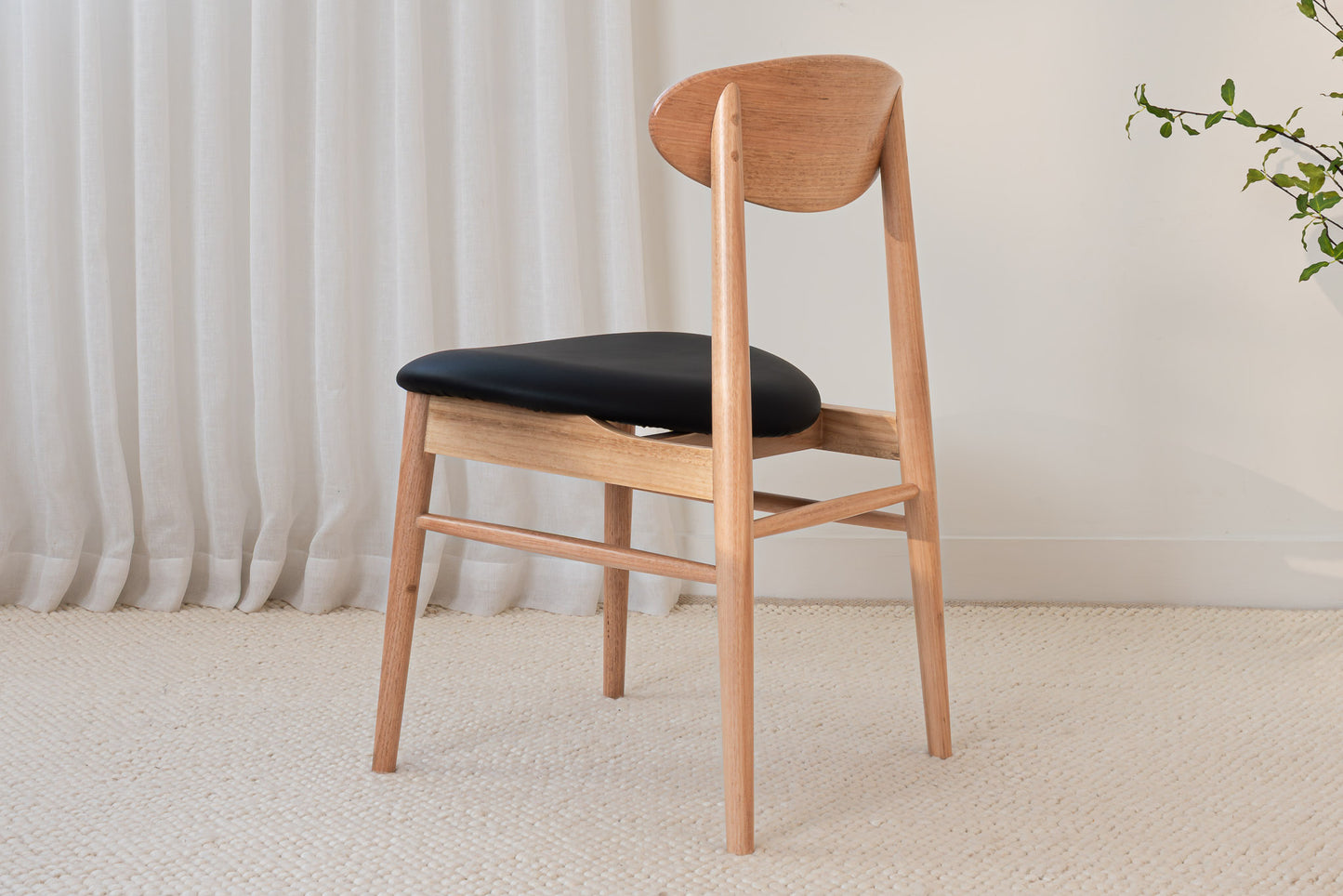Eluna Tasmanian Oak Black PU Upholstered Dining Chair
