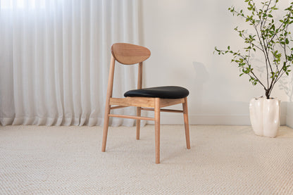 Eluna Tasmanian Oak Black PU Upholstered Dining Chair