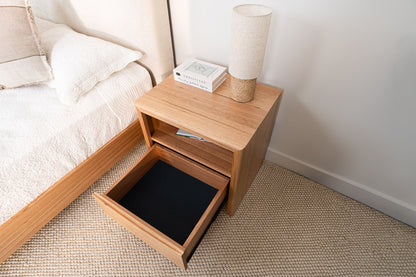 Yakka Cloud Tasmanian Oak Feature Grade Bedside Table