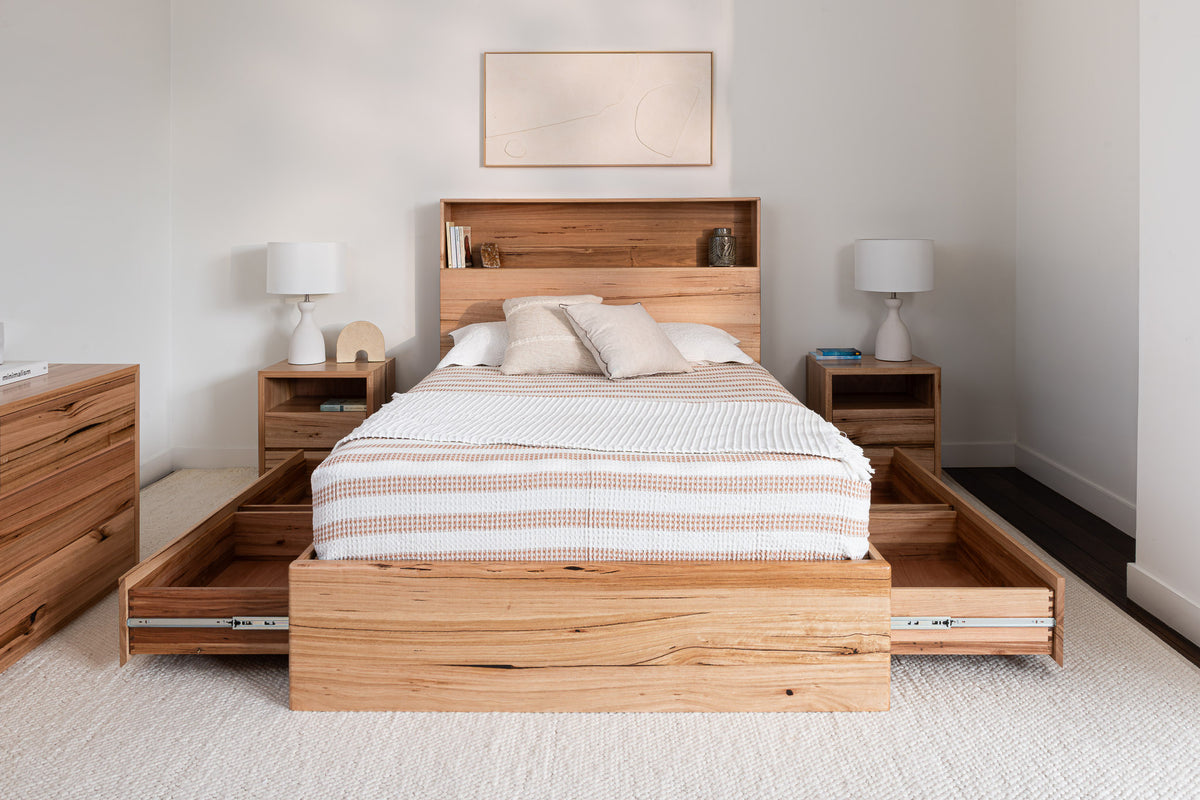 York Curve 4 Drawer Bookcase Messmate Bed Frame