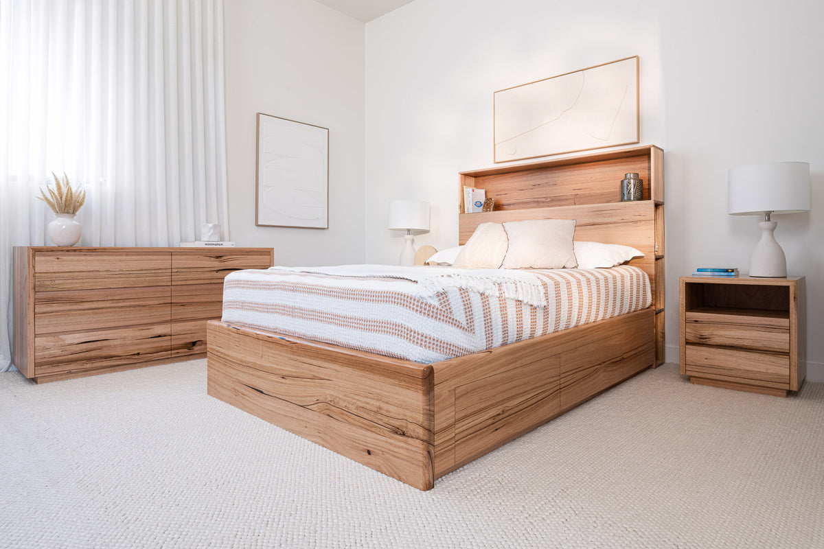 York Curve 4 Drawer Bookcase Messmate Bed Frame