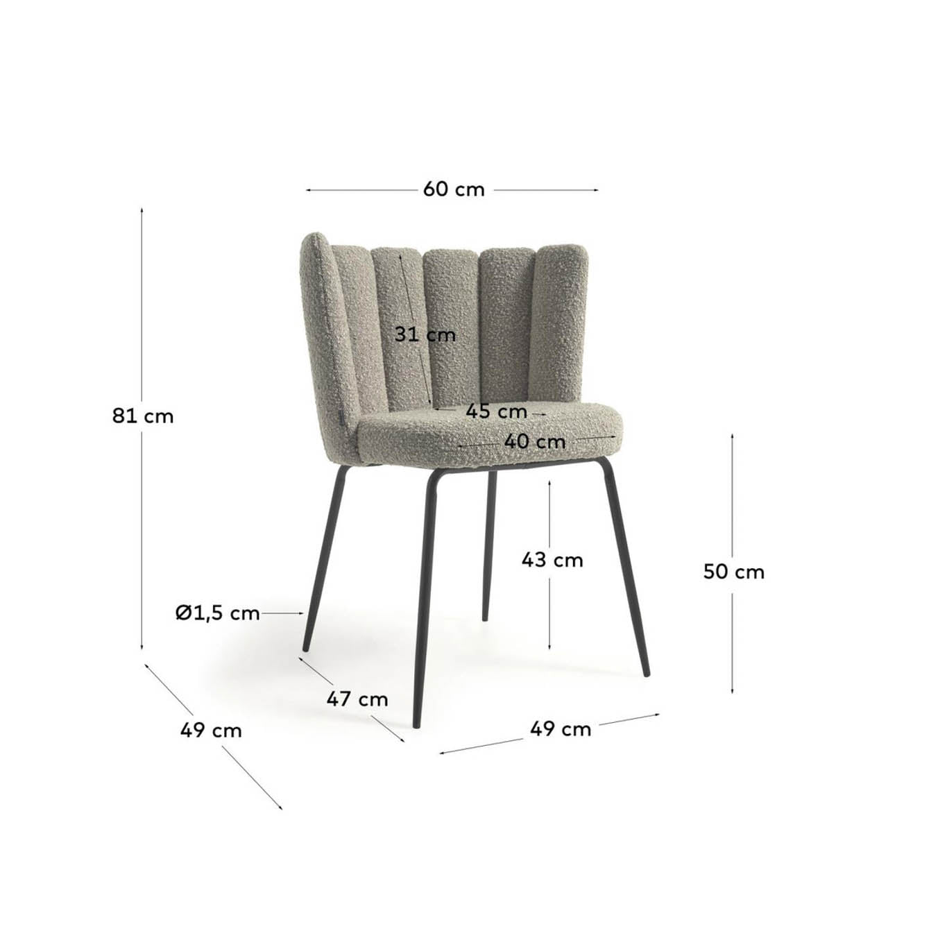 Aniela Bouclé Upholstered Grey Dining Chair