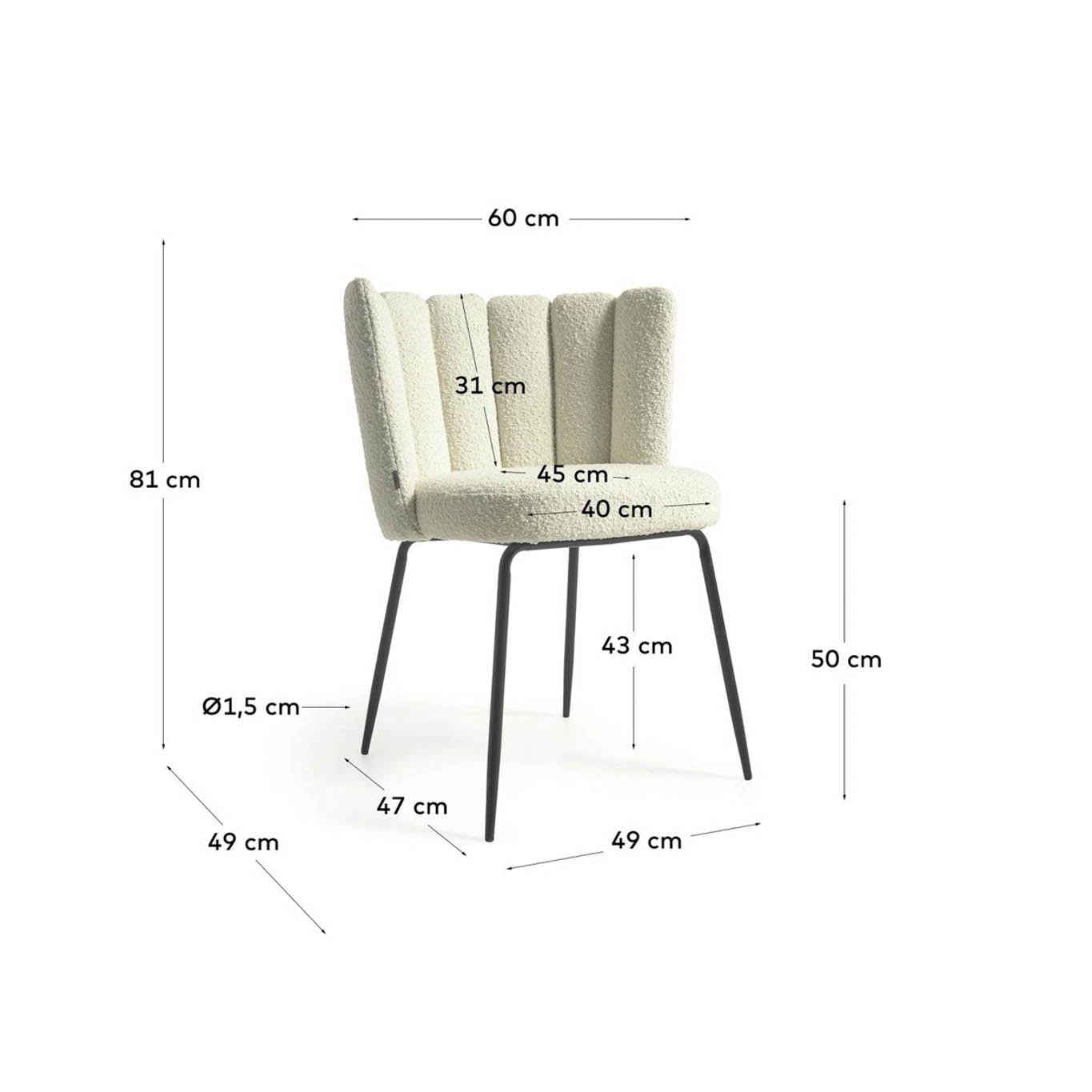 Aniela Bouclé Upholstered White Dining Chair