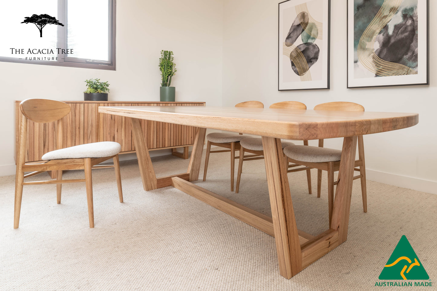 Dion Solid Vic Ash/ Wormy Chestnut Dining Table - Made in Australia