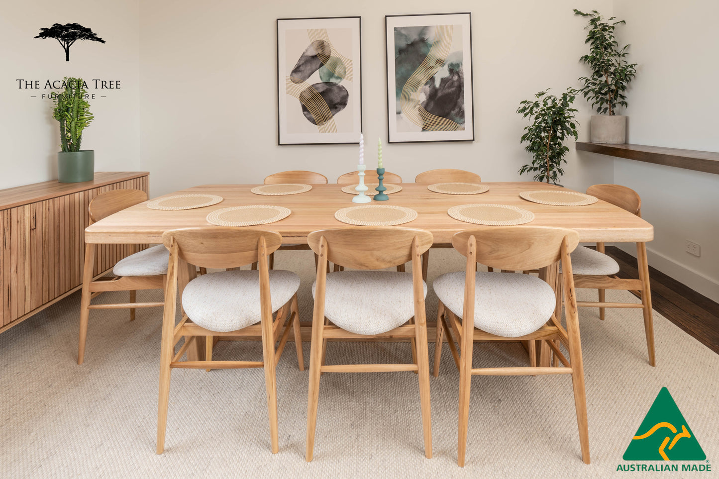 Dion Solid Vic Ash/ Wormy Chestnut Dining Table - Made in Australia