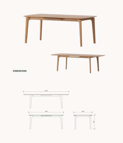 Eden American Oak Extension Table 1.9m-2.45m