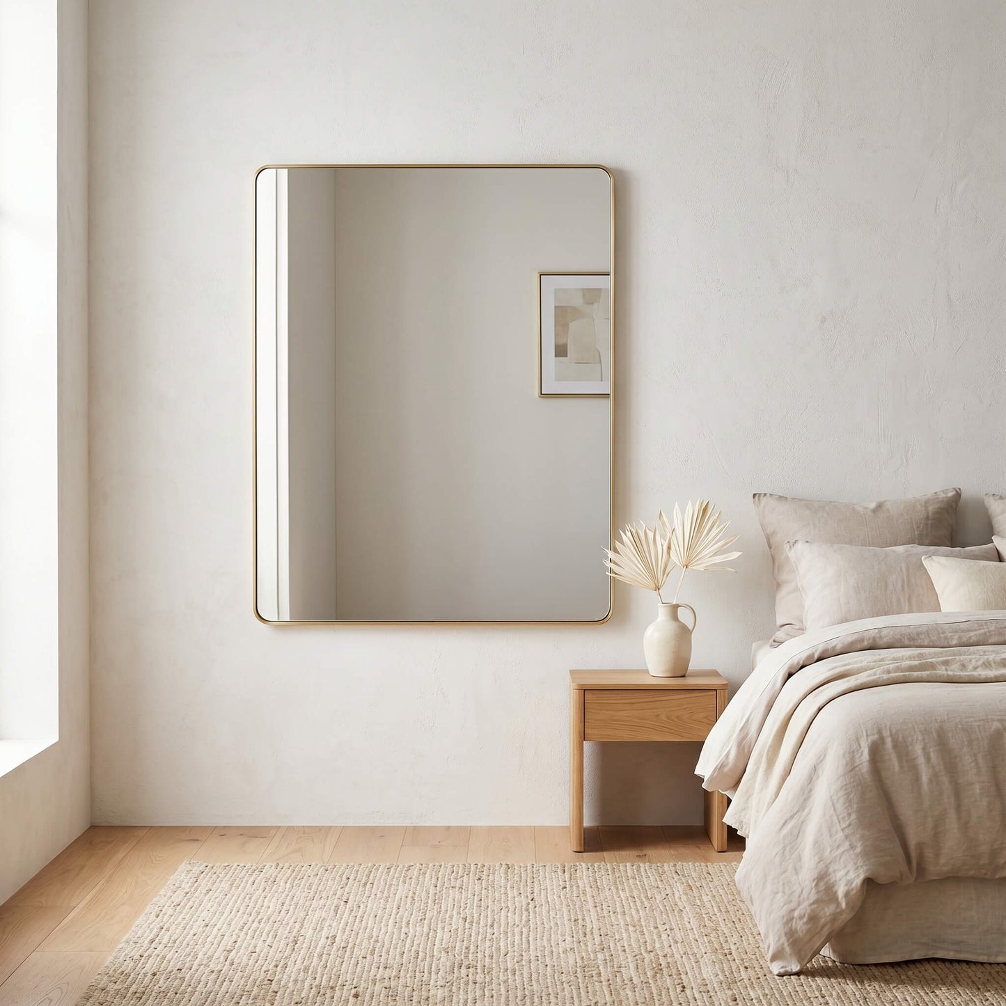 Flynn Curve Rectangle Brass Mirror