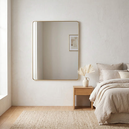 Flynn Curve Rectangle Brass Mirror
