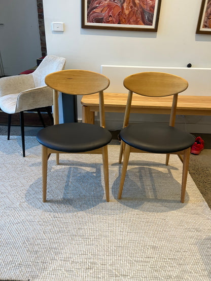 Ex Demo Set of 2 Lotus Solid Messmate Dining Chair with Black PU Seat