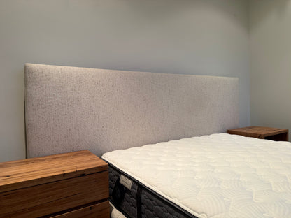Ex Demo Yakka Fully Upholstered Extended Headboard Floating Bed Frame Queen Size