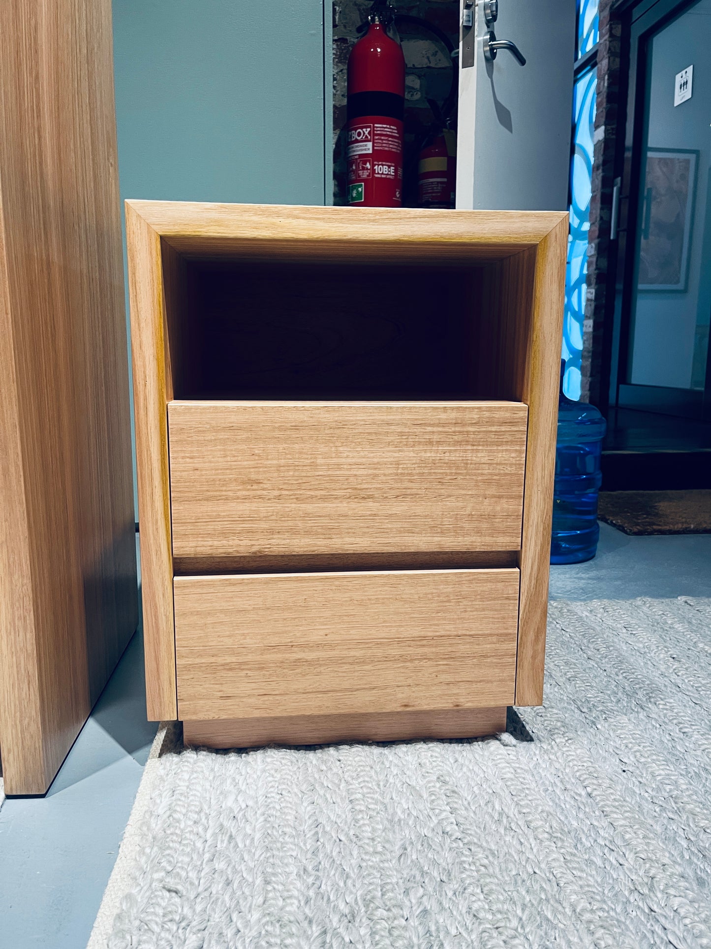 Ex Demo Cape Town Tasmanian Oak 2 Drawer Bedside Table (Narrower 45cm W)