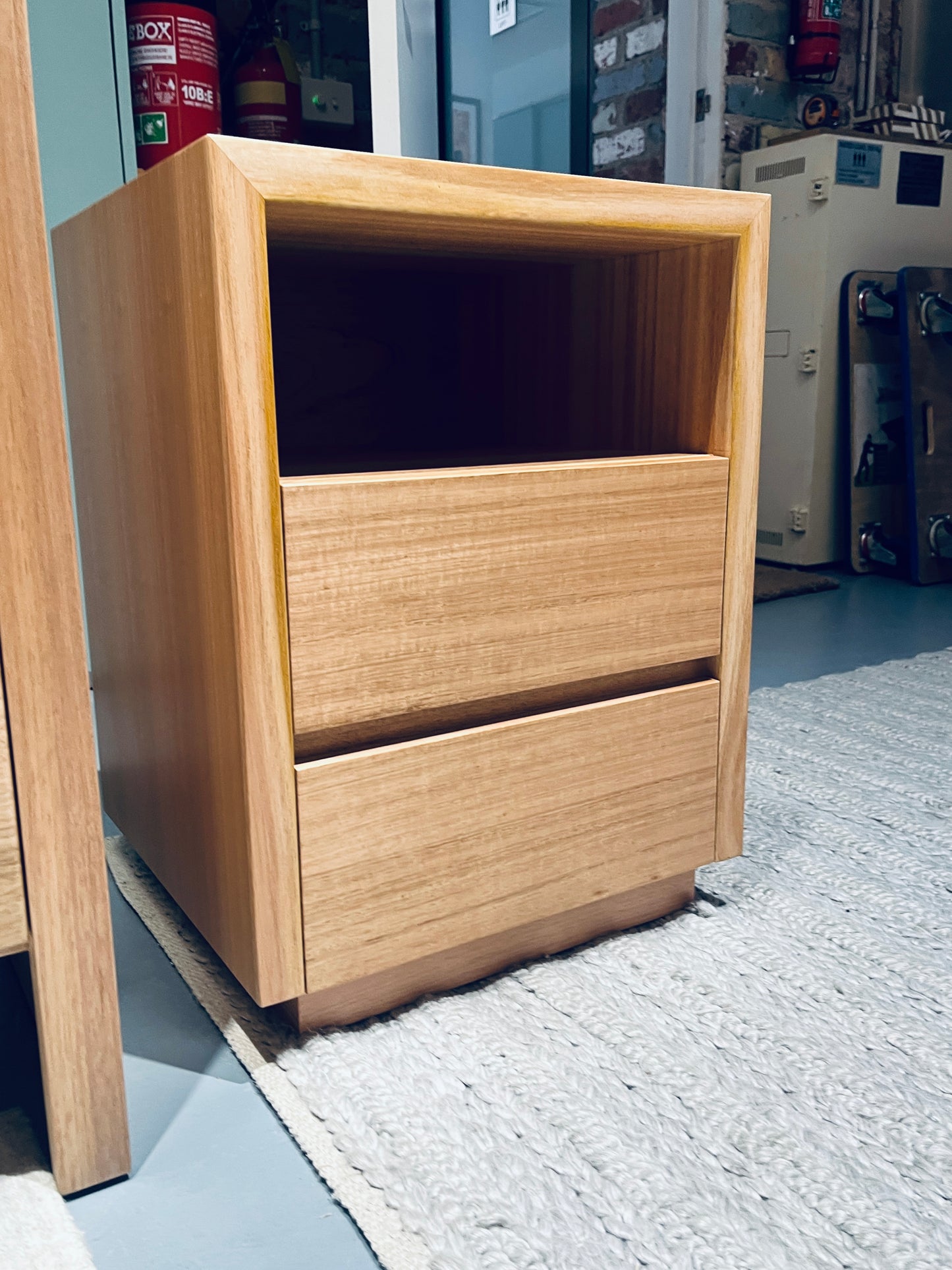 Ex Demo Cape Town Tasmanian Oak 2 Drawer Bedside Table (Narrower 45cm W)