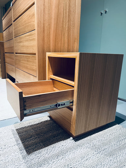Ex Demo Cape Town Tasmanian Oak 2 Drawer Bedside Table (Narrower 45cm W)