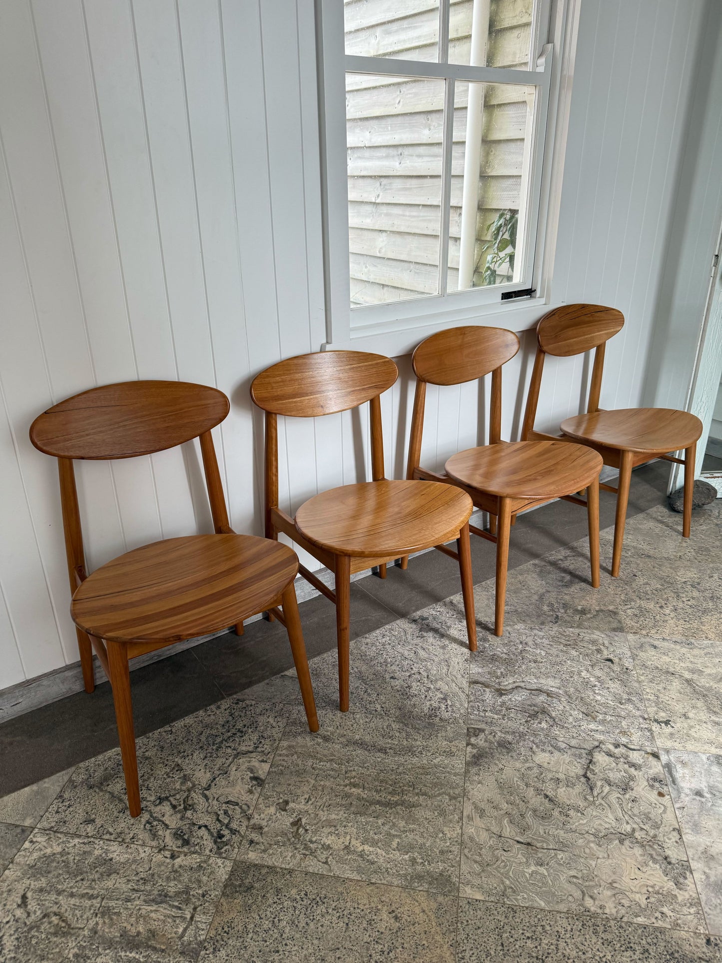 Ex Demo Set of 4 Lotus Solid Messmate Dining Chairs Solid Seat - Gold Coast Showroom