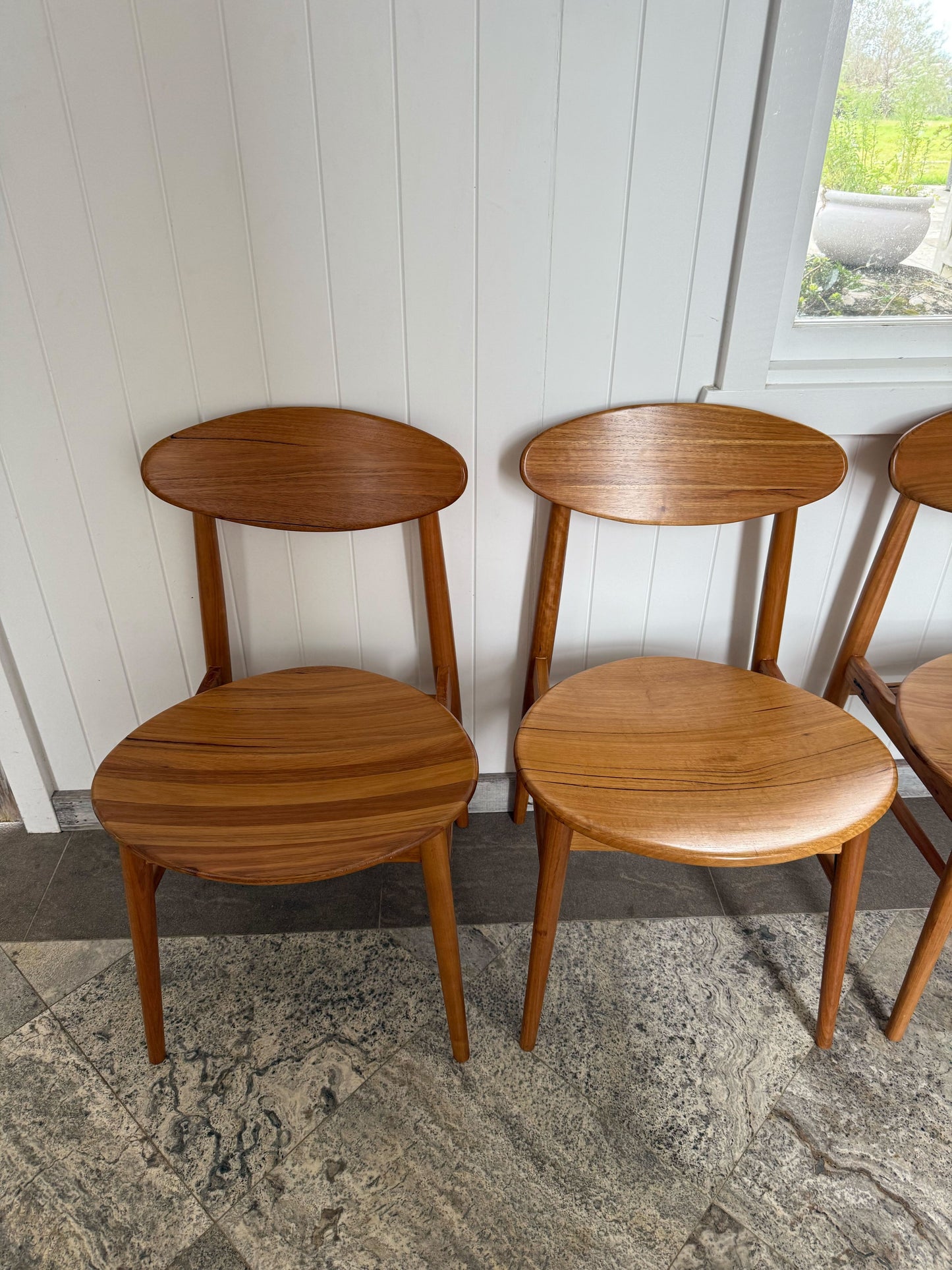 Ex Demo Set of 4 Lotus Solid Messmate Dining Chairs Solid Seat - Gold Coast Showroom