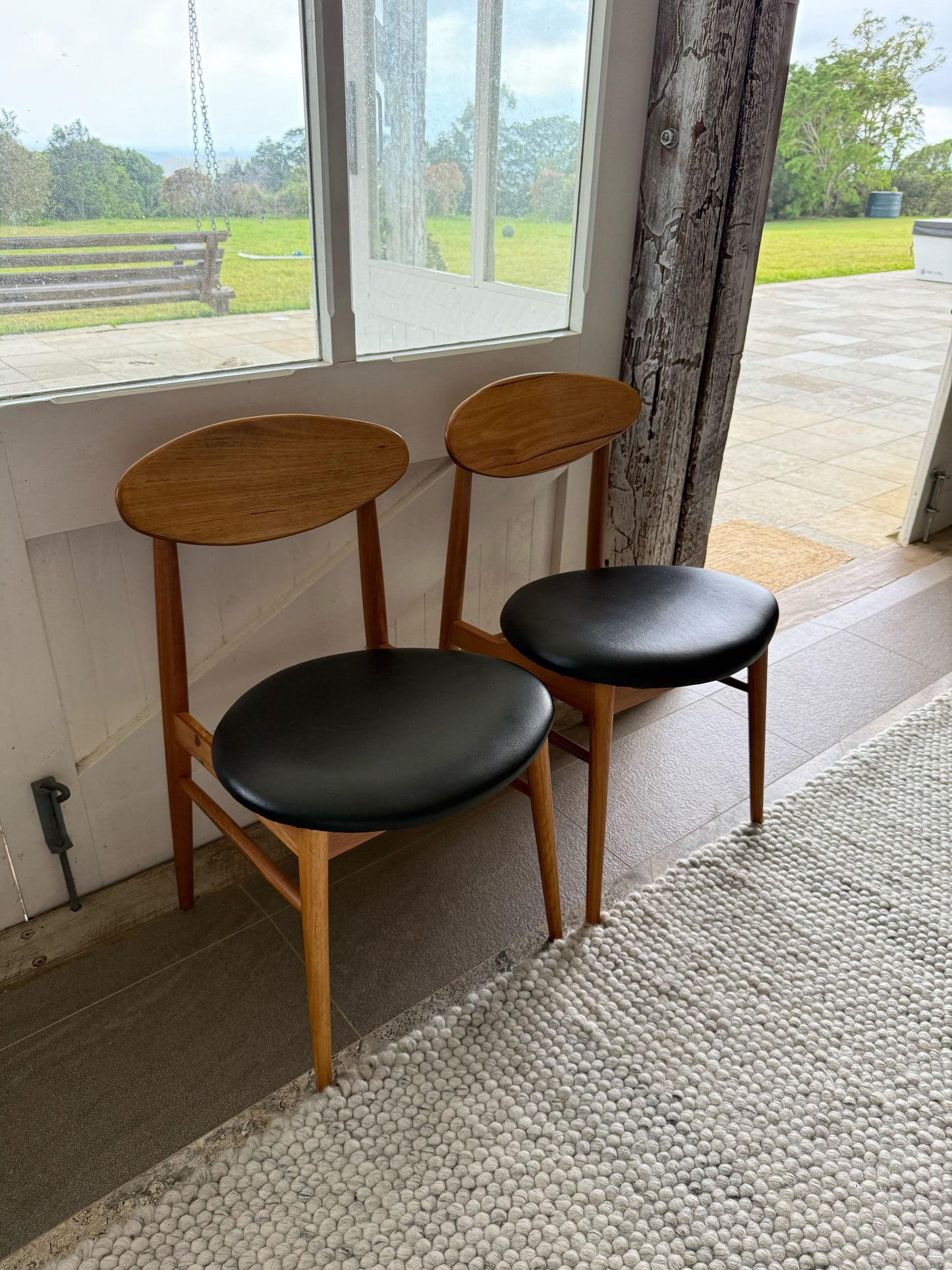 Ex Demo Set of 2 Lotus Solid Messmate Dining Chair with Black PU Seat - Gold Coast Showroom