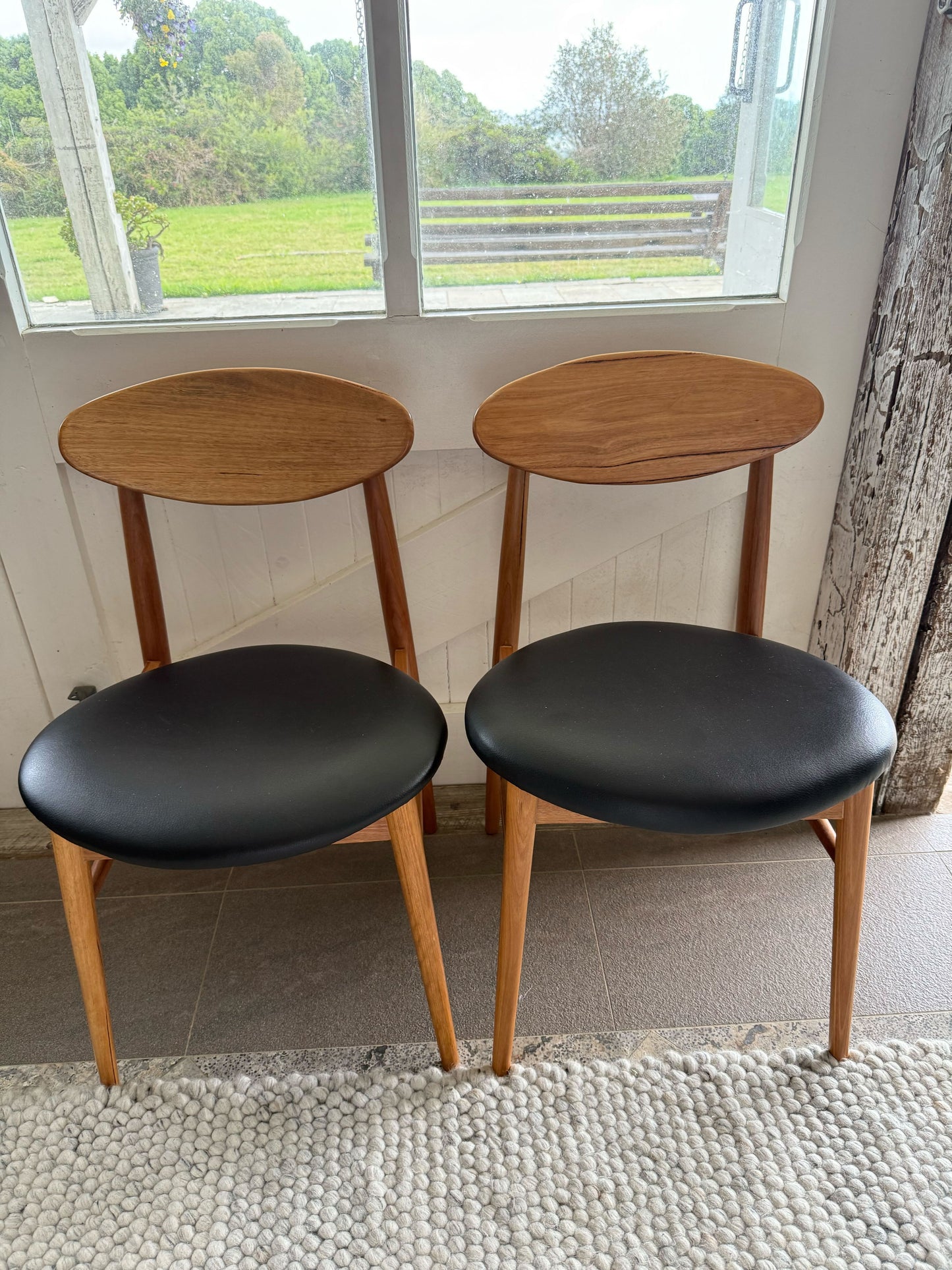 Ex Demo Set of 2 Lotus Solid Messmate Dining Chair with Black PU Seat - Gold Coast Showroom