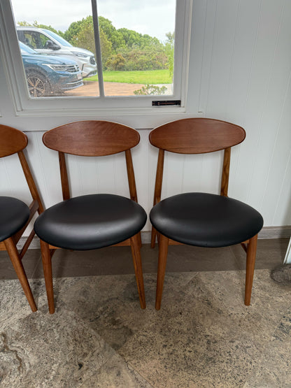 Ex Demo Set of 4 Lotus Blackbutt Black Pu Seat Dining Chairs - Gold Coast Showroom