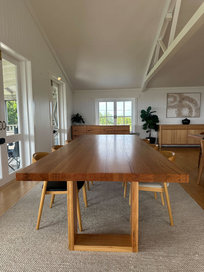 Ex Demo Osaka Wormy Chestnut Dining Table 3m Dining Table GC Showroom