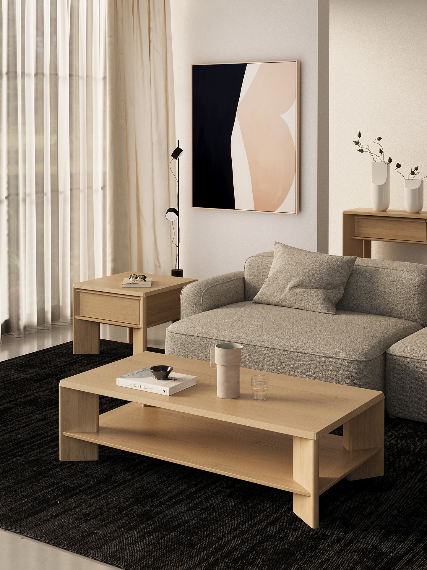 Niko Oak Side & Lamp Table