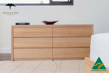 Kaiza Tasmanian Oak 6 Drawer Dresser - Made in Australia