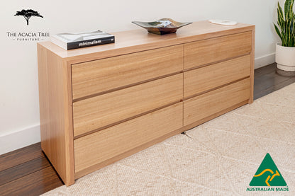 Kaiza Tasmanian Oak 6 Drawer Dresser - Made in Australia