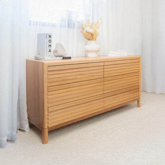 Luna Tasmanian Oak 6 Drawer Dresser - Made in Australia