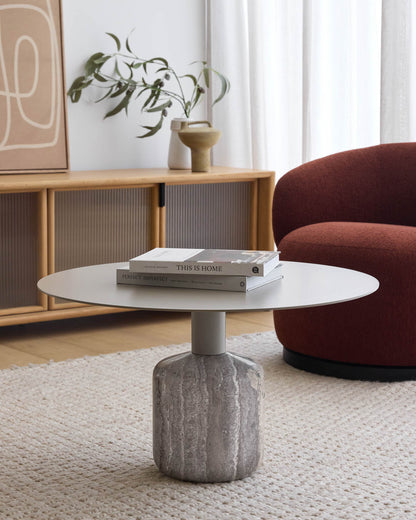Marcien Silver Travertine Coffee Table