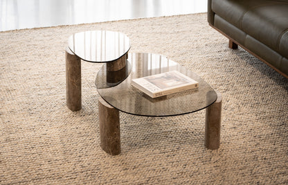 Montel Silver Travertine Nesting Tables