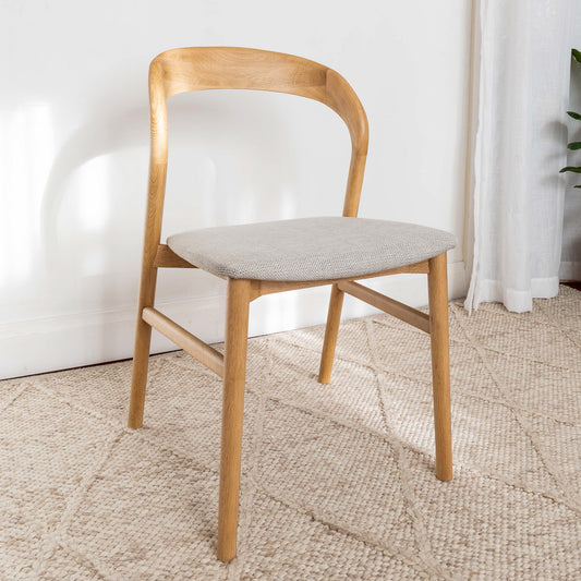 Freya Solid American Oak Upholstered Dining Chair