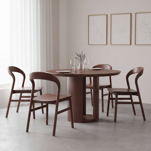 Mystis Walnut Round Dining Table