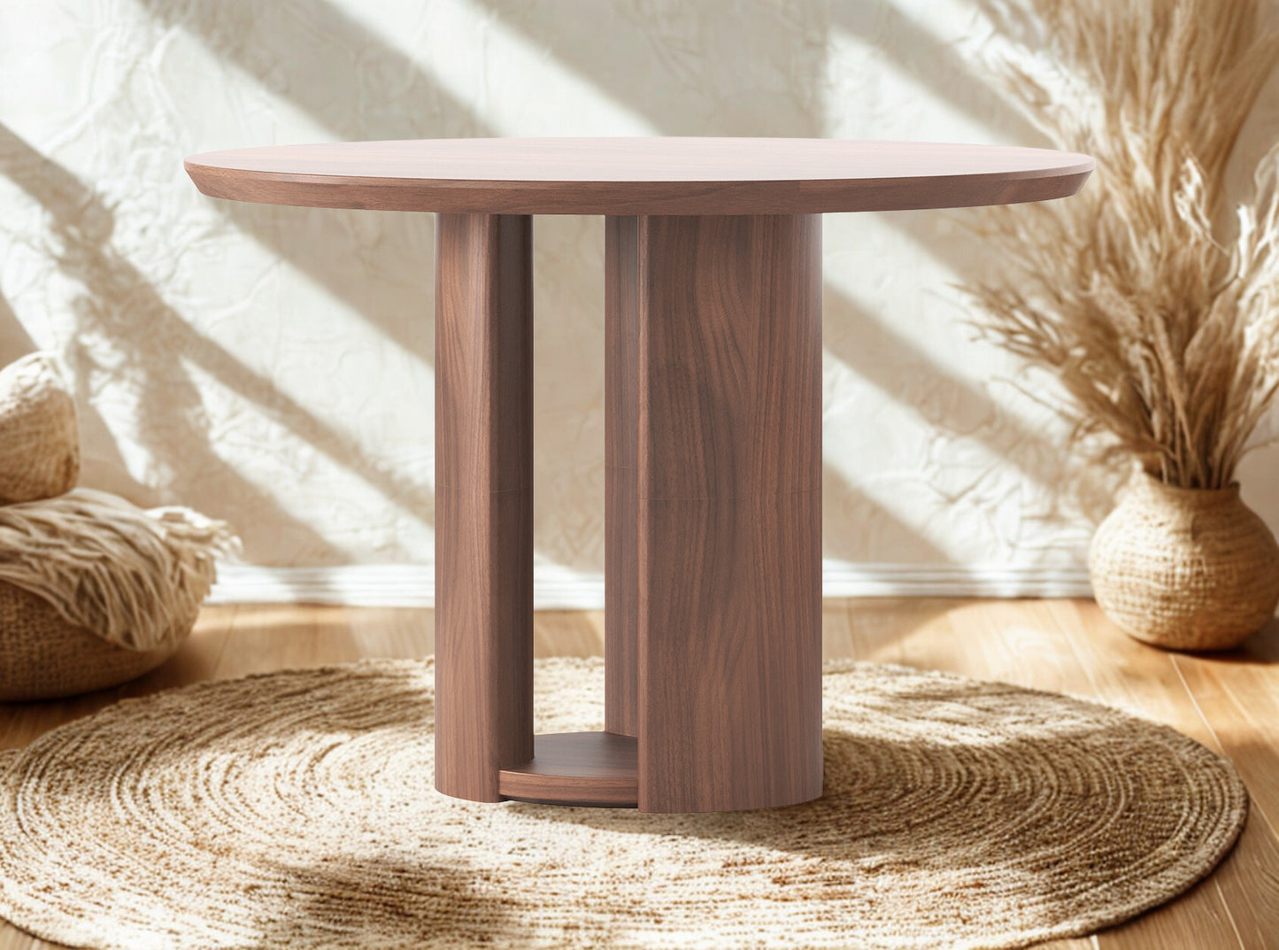Mystis Walnut Round Dining Table