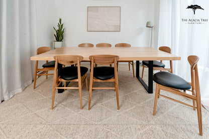 Lotus (Natural) Solid Australian Blackbutt with Black PU Seat Hardwood Dining Chair