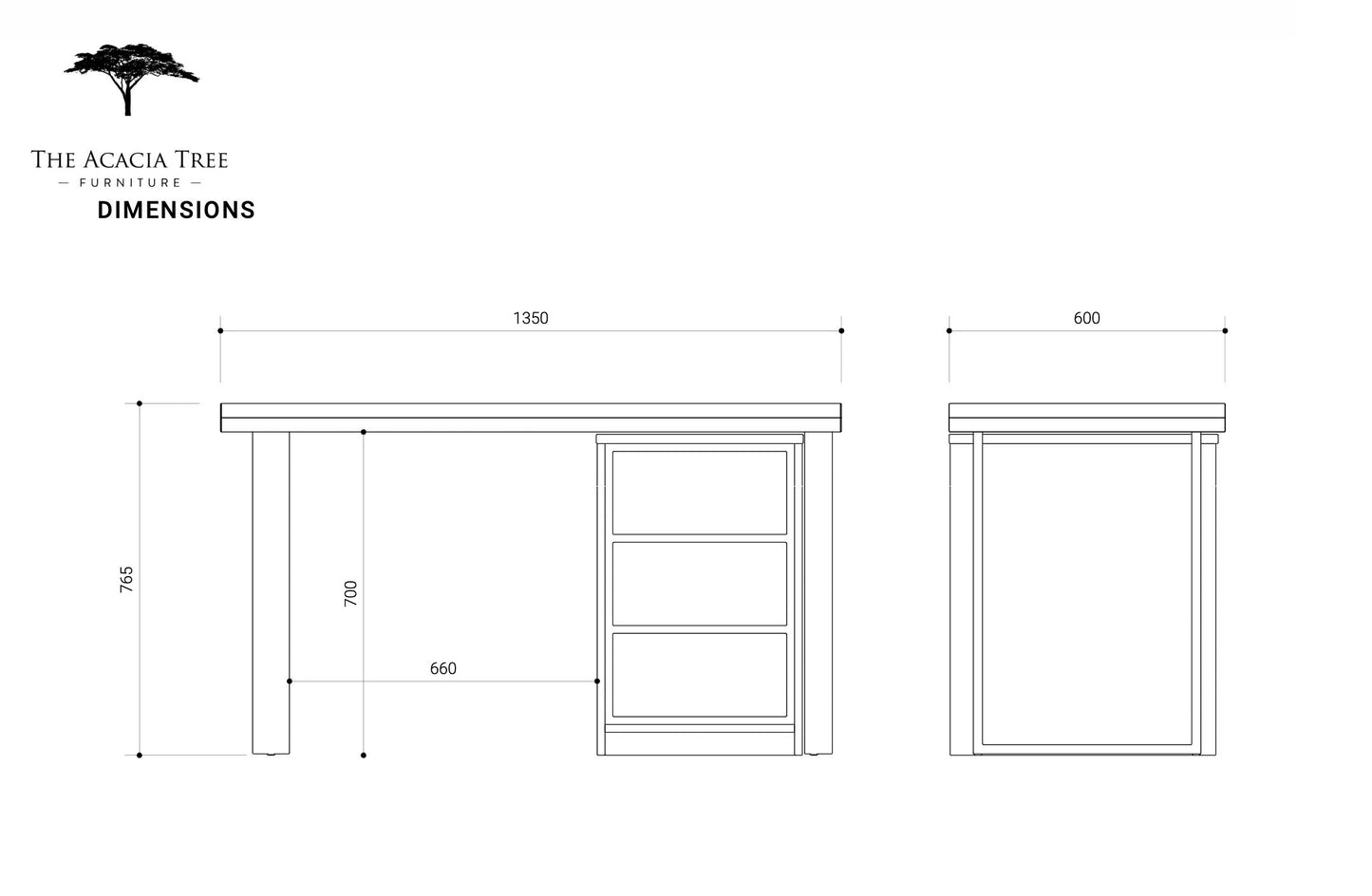 Panama Desk 3 Drawers