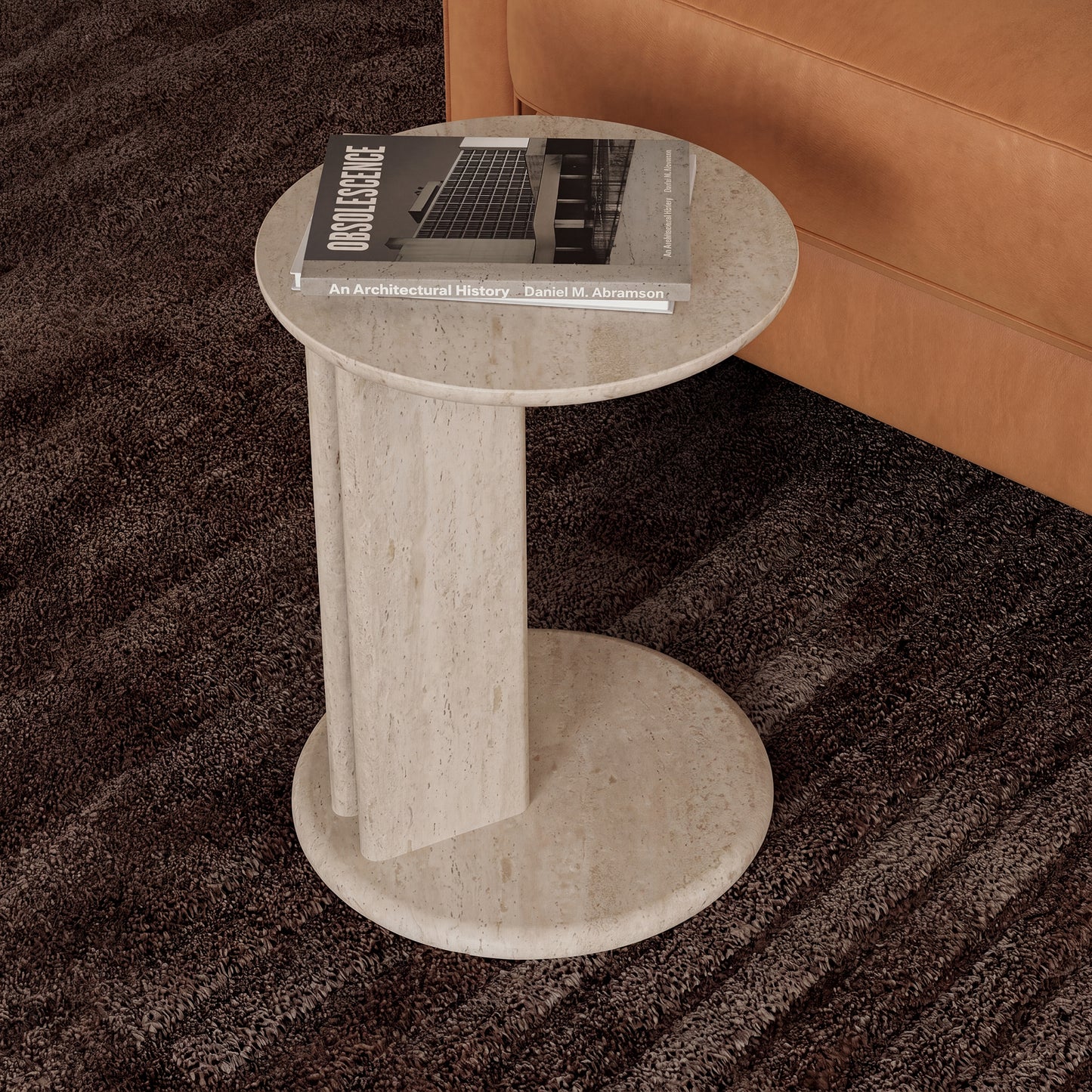 Roxy Travertine Stone Side & Lamp Table
