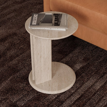 Roxy Travertine Stone Side & Lamp Table